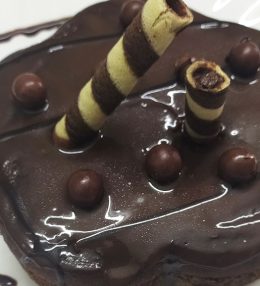 Eggless Chocolate Cake with Home Made Chocolate Sauce