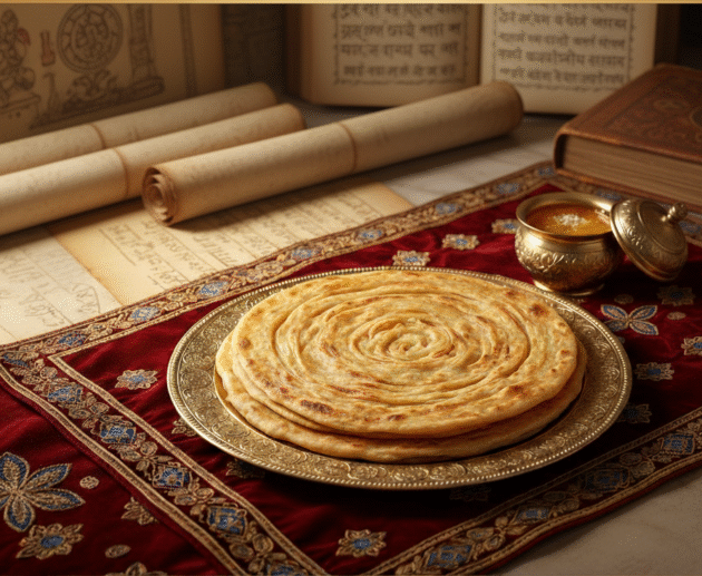 the image beautifully captures the cultural essence of India’s paratha tradition