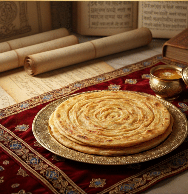 the image beautifully captures the cultural essence of India’s paratha tradition
